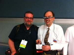 Myself (without wearable) with Steve Mann when I interviewed him at the AWE2013 Conference, Santa Clara.