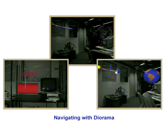 Diorama stackable VRML Augmented Reality objects designed by David Cox, RMIT Masters' candidate, 1998