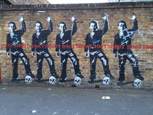 Banksy ? stencil, Shoreditch, London, 2016.