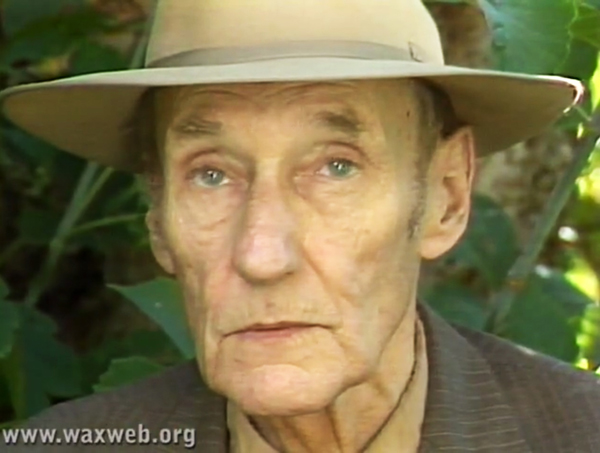 William S. Burroughs photo taken by David Blair at the time of the shooting of  Wax.